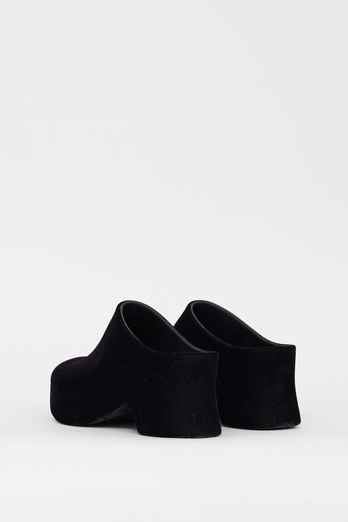 Loewe Black Velour & Rubber Terra Platform Mule