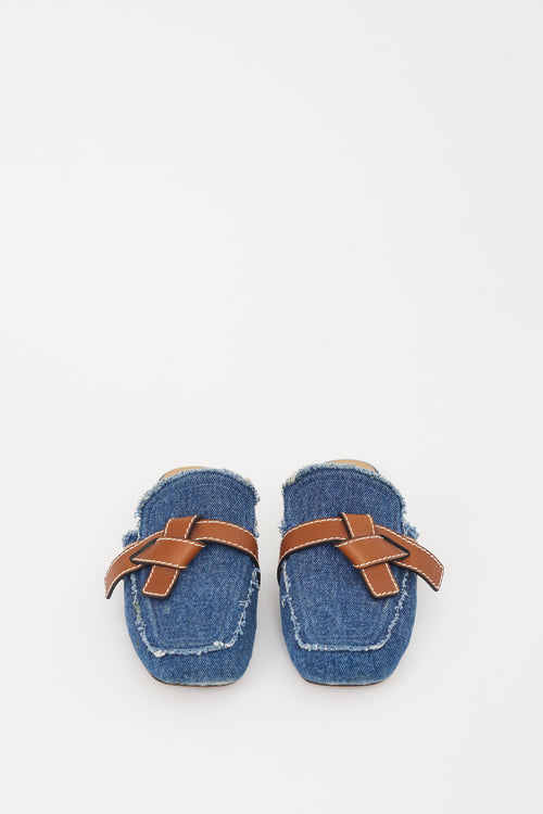 Loewe Blue & Brown Denim Gate Mule