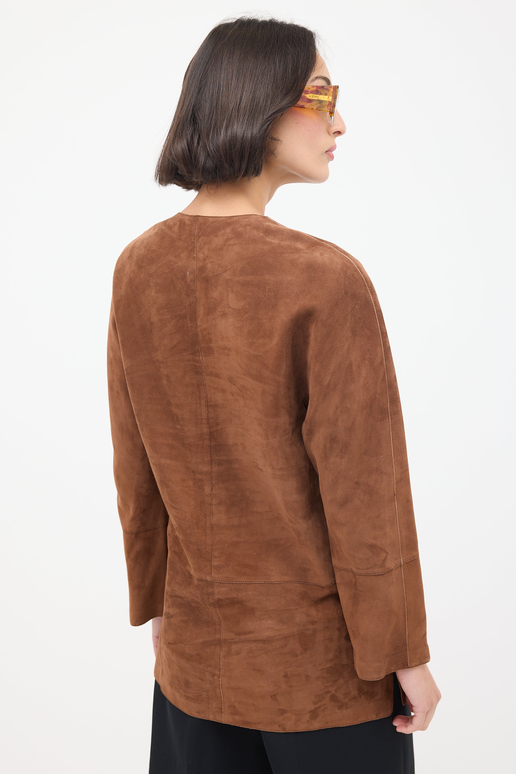 Loewe Brown Suede Panelled Tunic Top