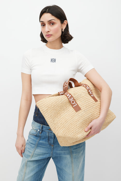 Loewe Brown & White Woven Fold Shopper Bag