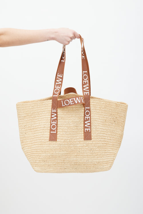 Loewe Brown & White Woven Fold Shopper Bag