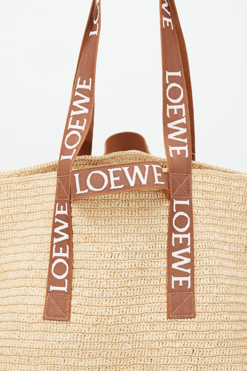 Loewe Brown & White Woven Fold Shopper Bag