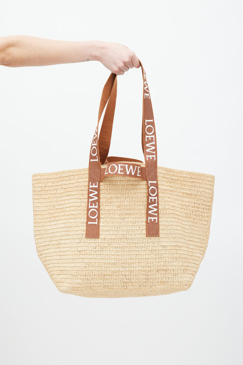 Loewe Brown & White Woven Fold Shopper Bag