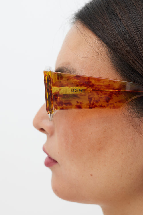 Loewe Clear & Brown LW40026 Rectangular Sunglasses