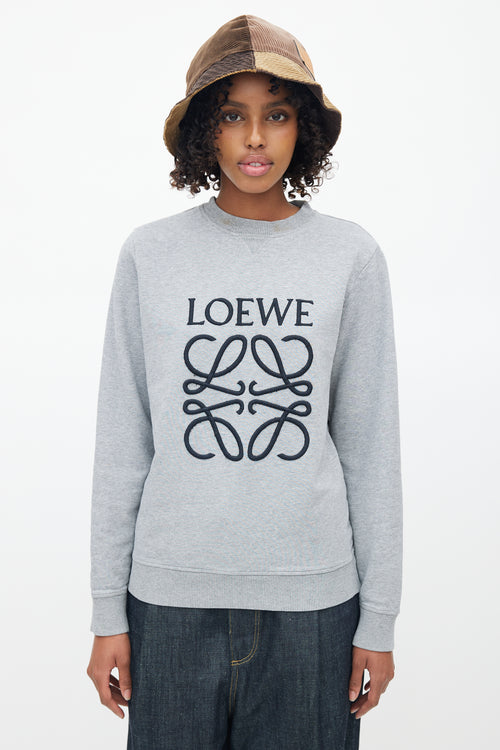 Loewe Grey & Black Embroidered Logo Sweater