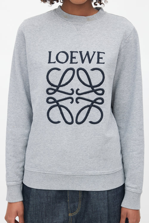 Loewe Grey & Black Embroidered Logo Sweater