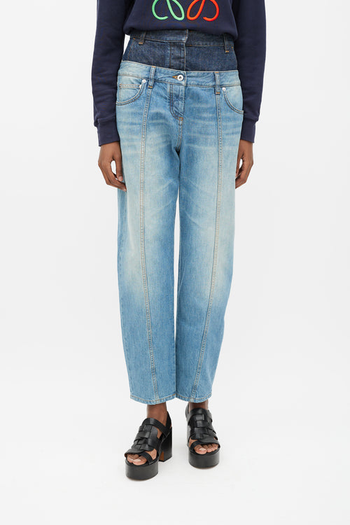 Loewe Light & Dark Wash Double Waist Band Jeans