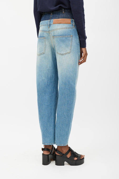 Loewe Light & Dark Wash Double Waist Band Jeans