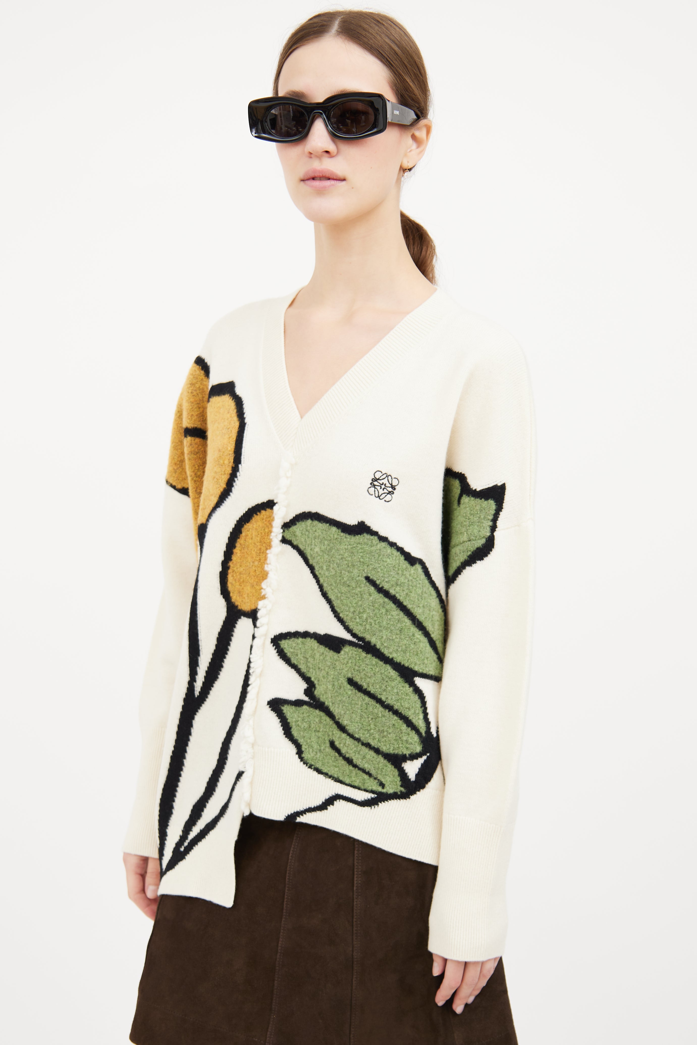 Cream Herbarium Asymmetrical Sweater
