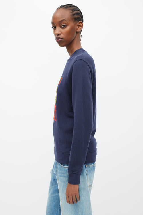 Loewe Navy & Mutlicolour Embroidered Logo Sweater
