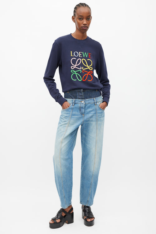 Loewe Navy & Mutlicolour Embroidered Logo Sweater