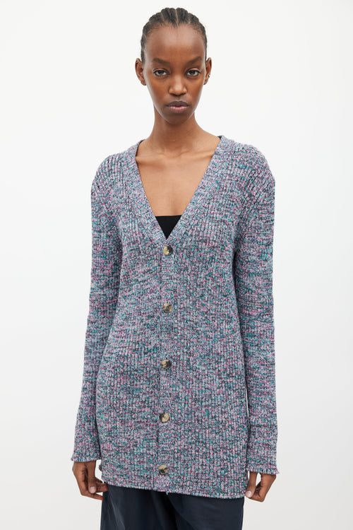 Loewe Purple & Blue Wool Knit Cardigan