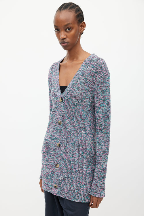 Loewe Purple & Blue Wool Knit Cardigan