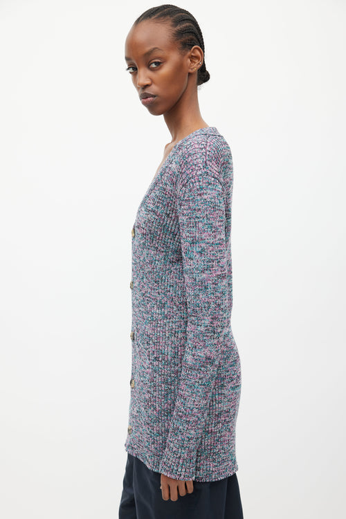 Loewe Purple & Blue Wool Knit Cardigan