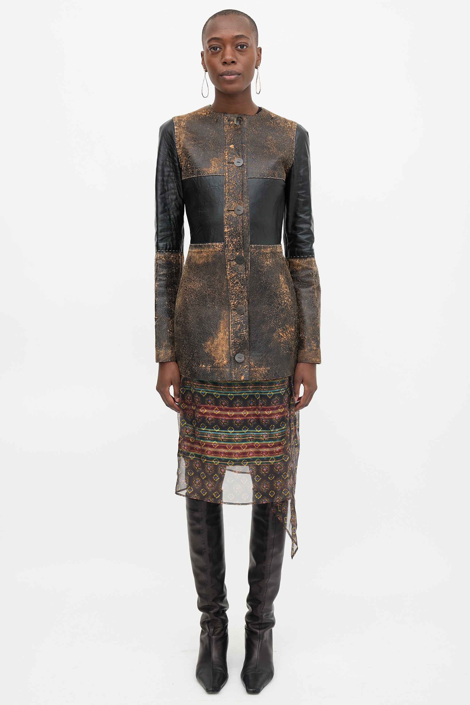 Loewe SS 2017 Distressed Leather Patchwork Coat