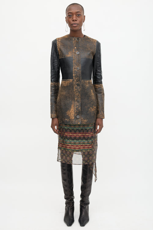 Loewe SS 2017 Distressed Leather Patchwork Coat