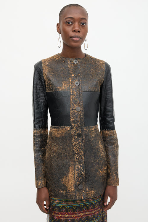 Loewe SS 2017 Distressed Leather Patchwork Coat