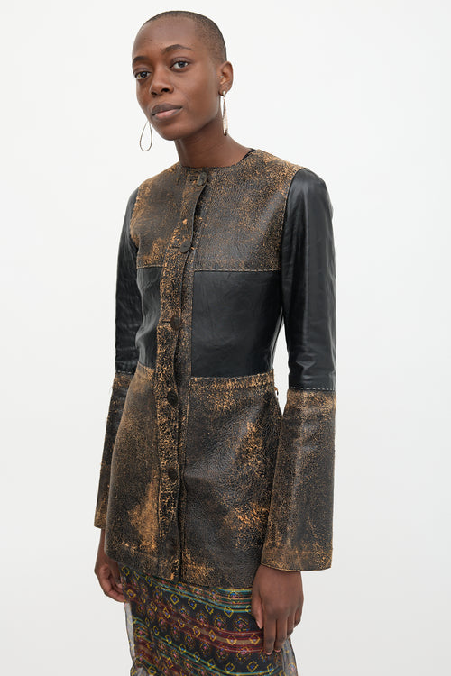 Loewe SS 2017 Distressed Leather Patchwork Coat