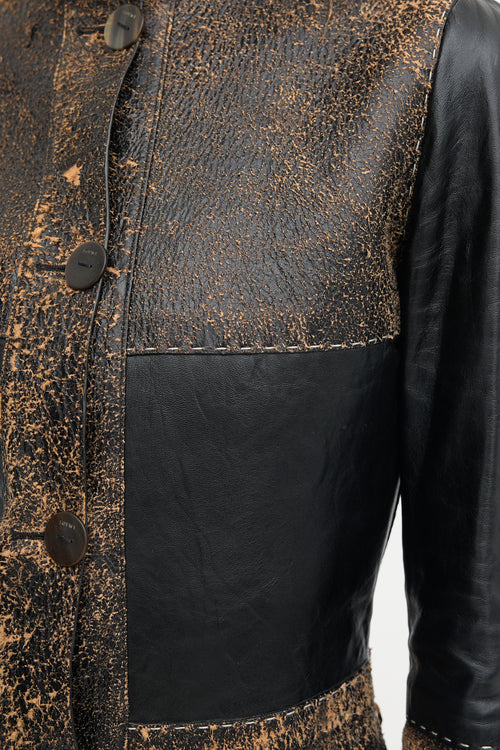 Loewe SS 2017 Distressed Leather Patchwork Coat