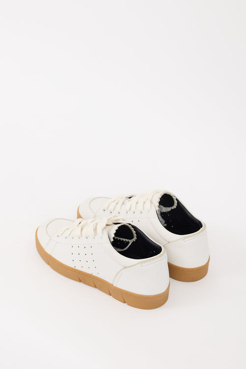 Loewe White & Brown Leather Low Top Sneaker