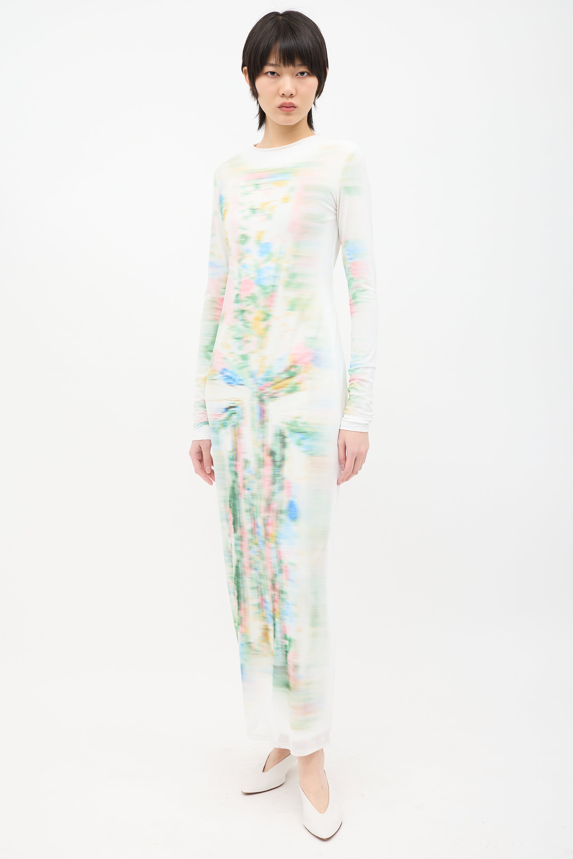 Loewe White & Multi Mesh Trompe L'Oeil Dress