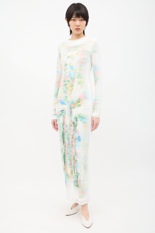 Loewe White & Multi Mesh Trompe L'Oeil Dress