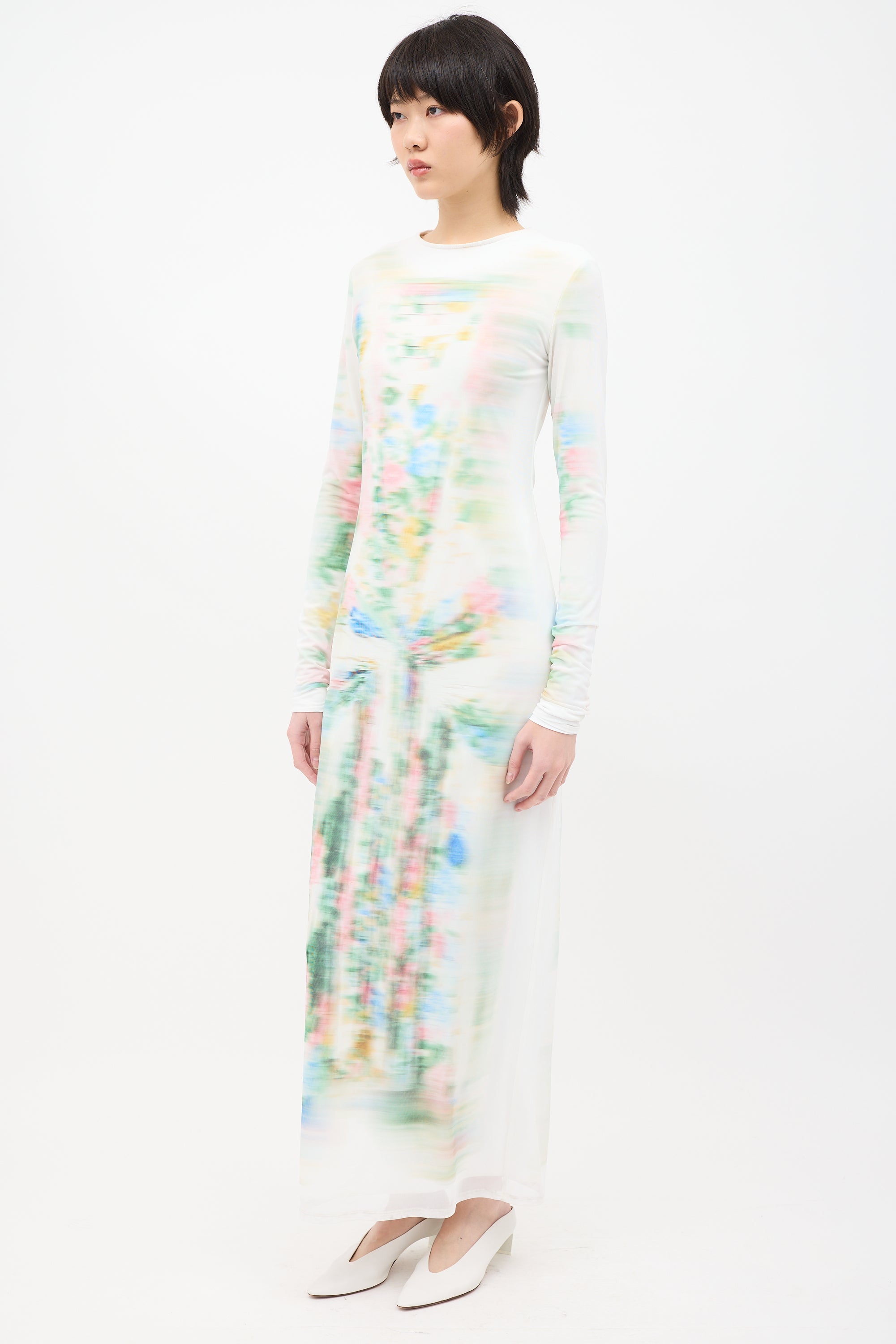 Loewe White & Multi Mesh Trompe L'Oeil Dress