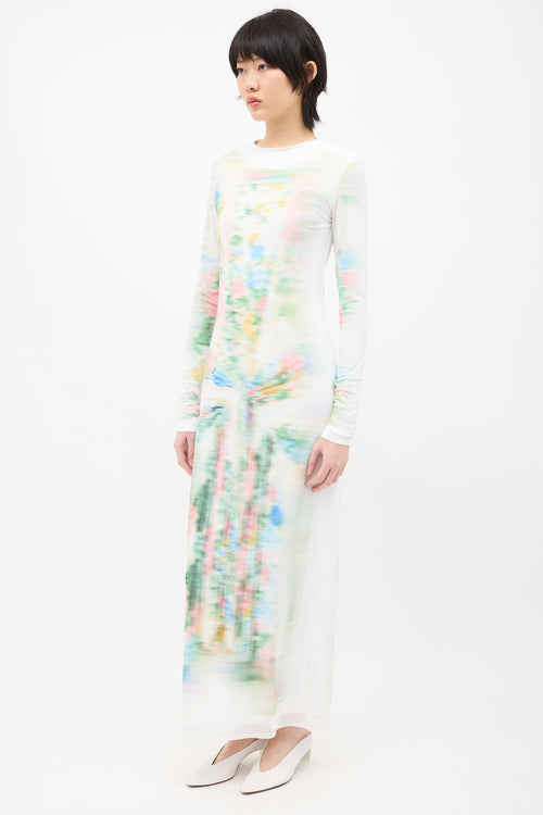 Loewe White & Multi Mesh Trompe L'Oeil Dress