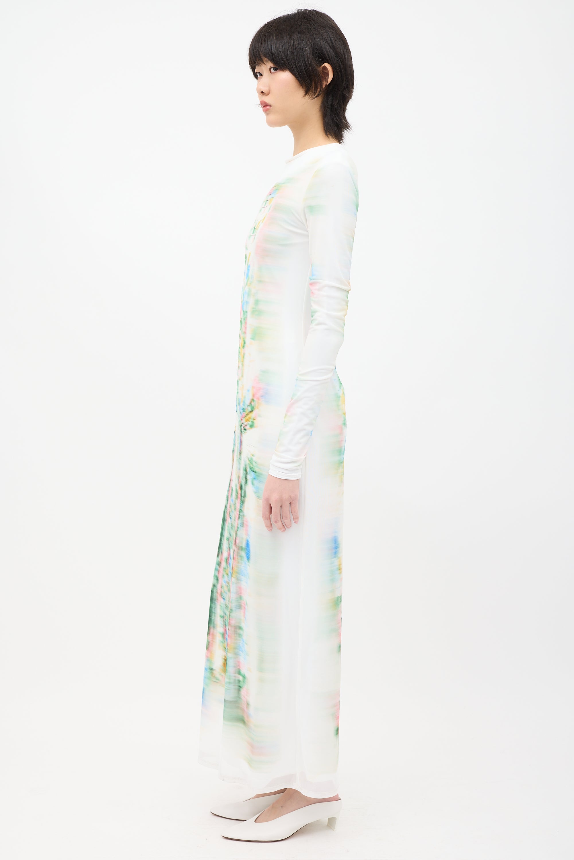 Loewe White & Multi Mesh Trompe L'Oeil Dress