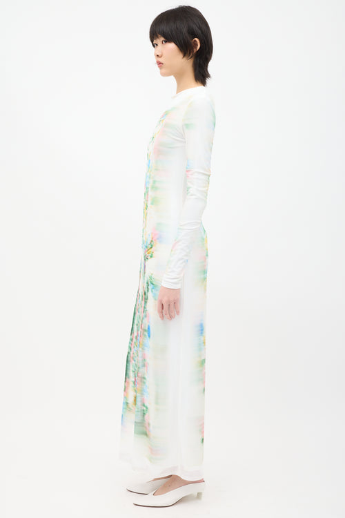 Loewe White & Multi Mesh Trompe L'Oeil Dress