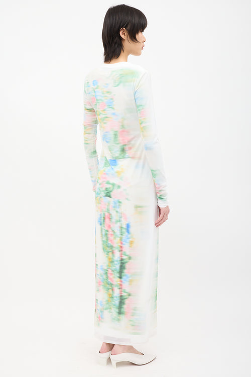 Loewe White & Multi Mesh Trompe L'Oeil Dress