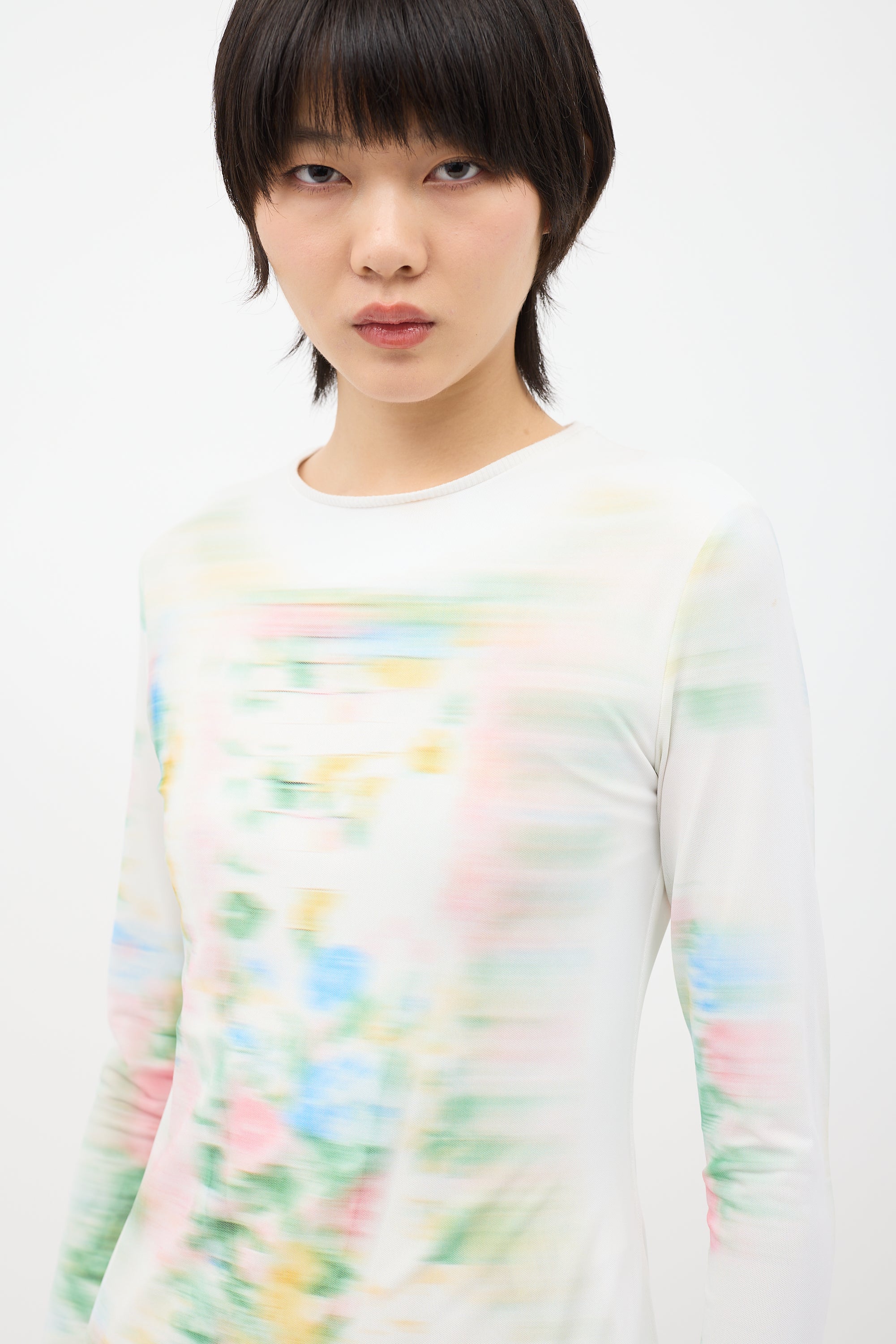 Loewe White & Multi Mesh Trompe L'Oeil Dress