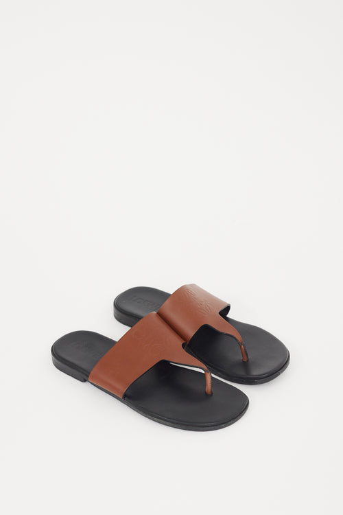 Loewe X Paulas Ibiza Black & Brown Leather Anagram Sandal