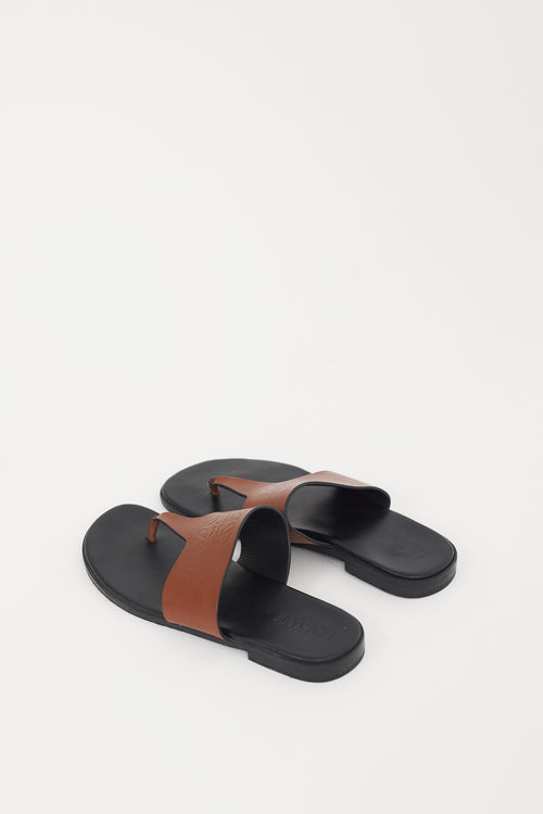 Loewe X Paulas Ibiza Black & Brown Leather Anagram Sandal