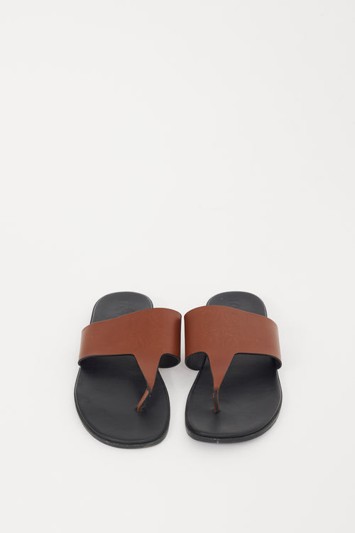Loewe X Paulas Ibiza Black & Brown Leather Anagram Sandal