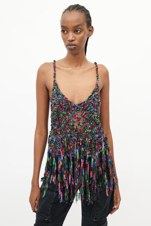 Loewe x Paula's Ibiza Multi Color Metallic Fringe Top
