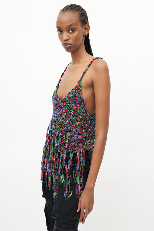 Loewe x Paula's Ibiza Multi Color Metallic Fringe Top