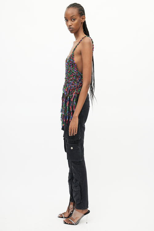 Loewe x Paula's Ibiza Multi Color Metallic Fringe Top