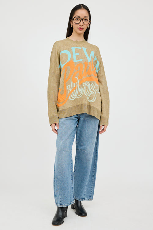 Loewe x Paula's Ibiza Beige & Multicolour Logo Sweater