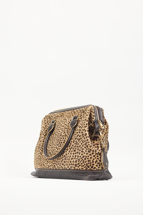 Longchamp Brown Textured Hair Legende Frame Bag