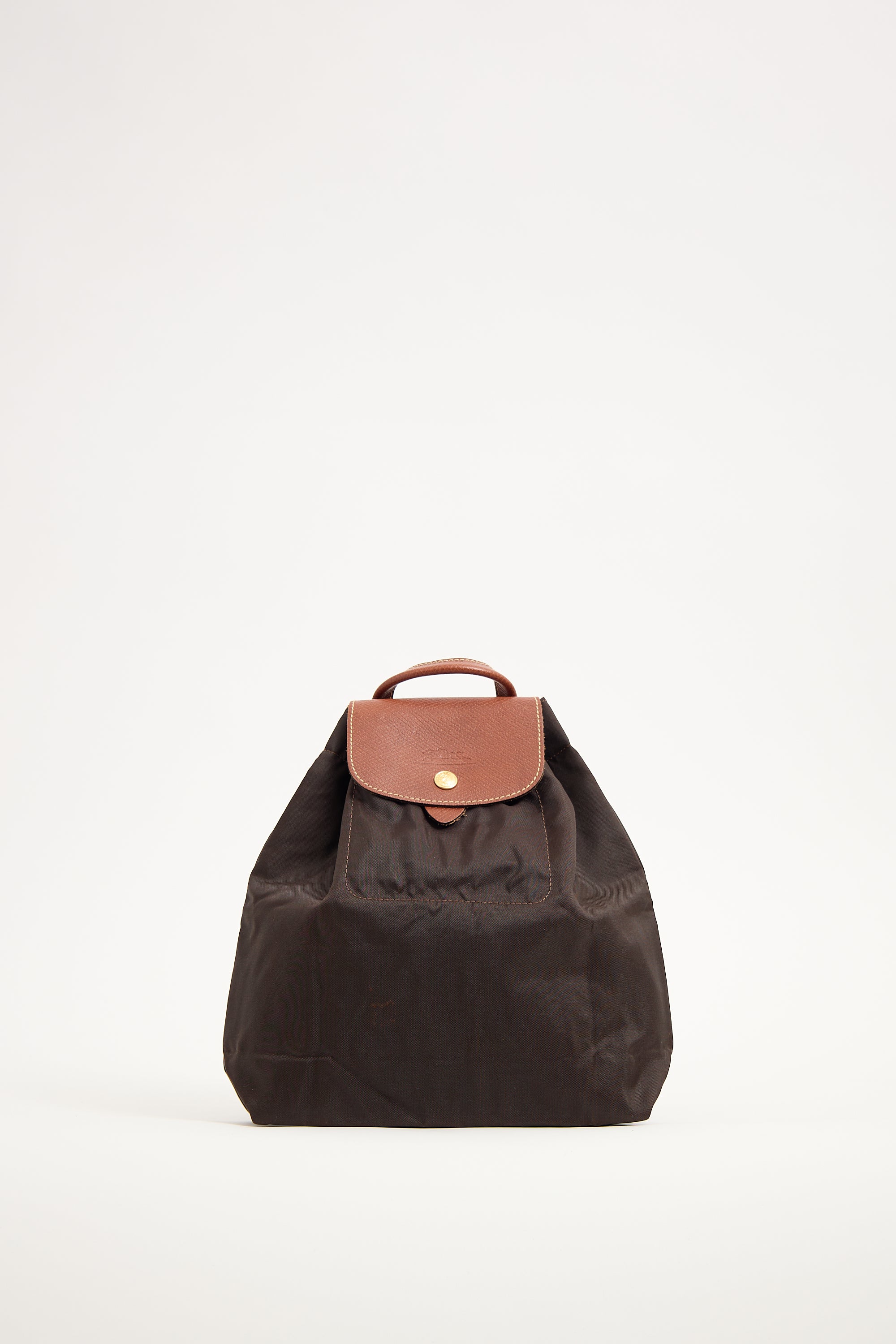 Longchamp Dark Brown Le Pliage Cinched Backpack