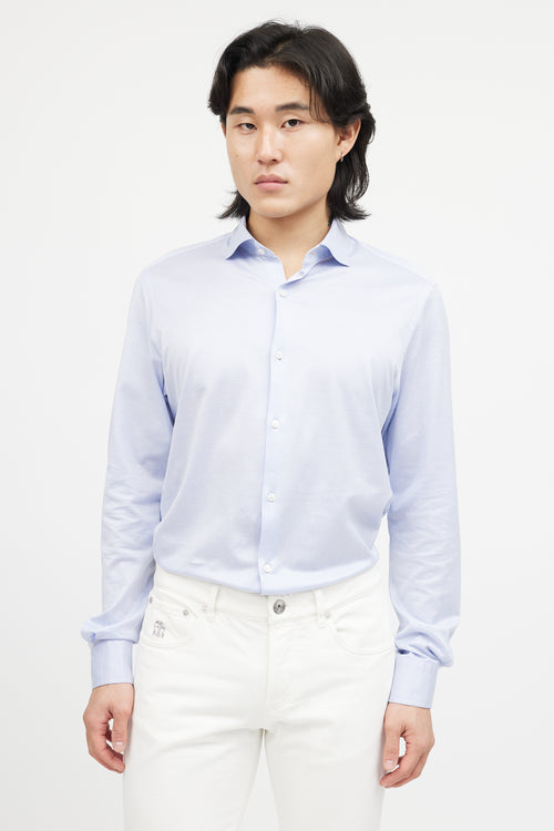 Loro Piana Blue & White Houndstooth Shirt