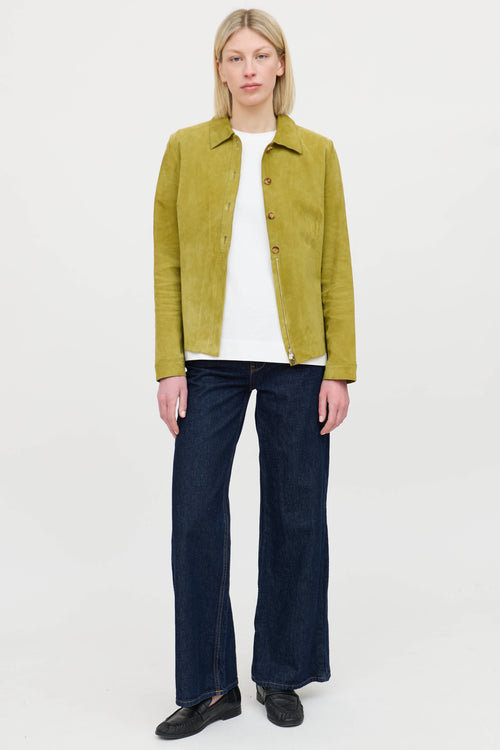 Loro PianaSuede Zip Button Up  Shirt