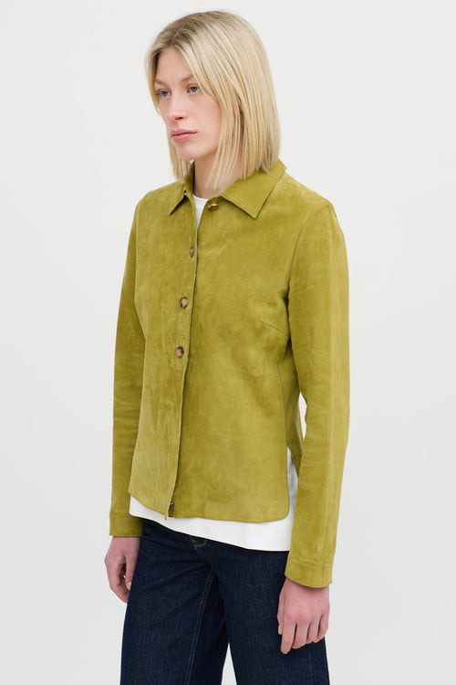Loro PianaSuede Zip Button Up  Shirt
