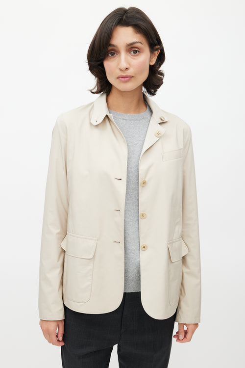 Loro Piana Beige Silk & Knit Reversible Jacket