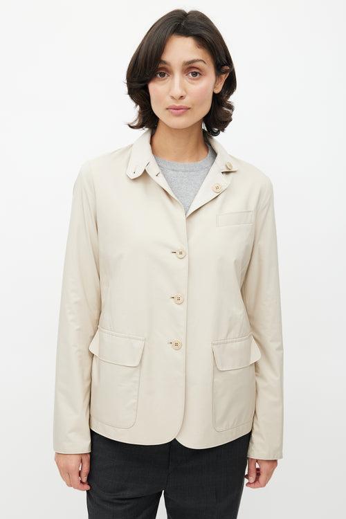 Loro Piana Beige Silk & Knit Reversible Jacket