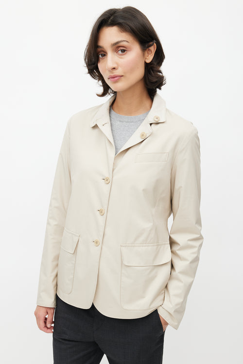 Loro Piana Beige Silk & Knit Reversible Jacket