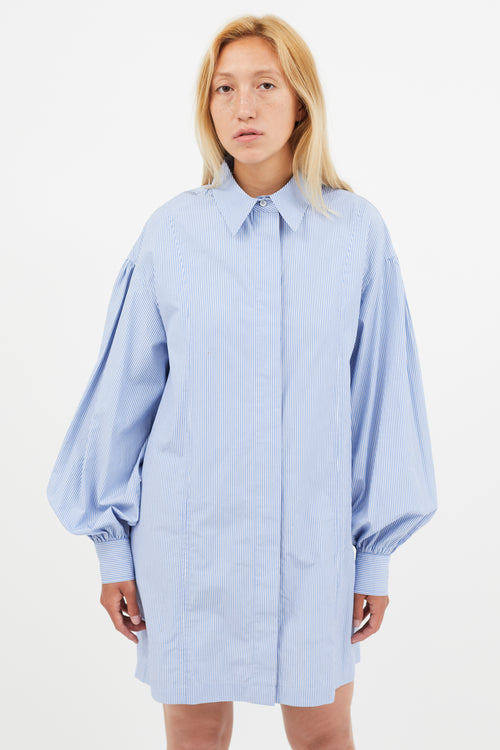 Loulou Studio Blue & White Stripe Shirt Dress