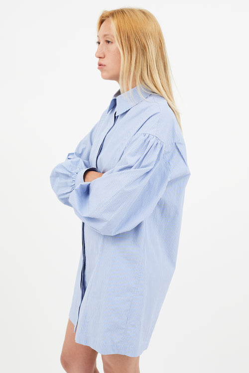 Loulou Studio Blue & White Stripe Shirt Dress
