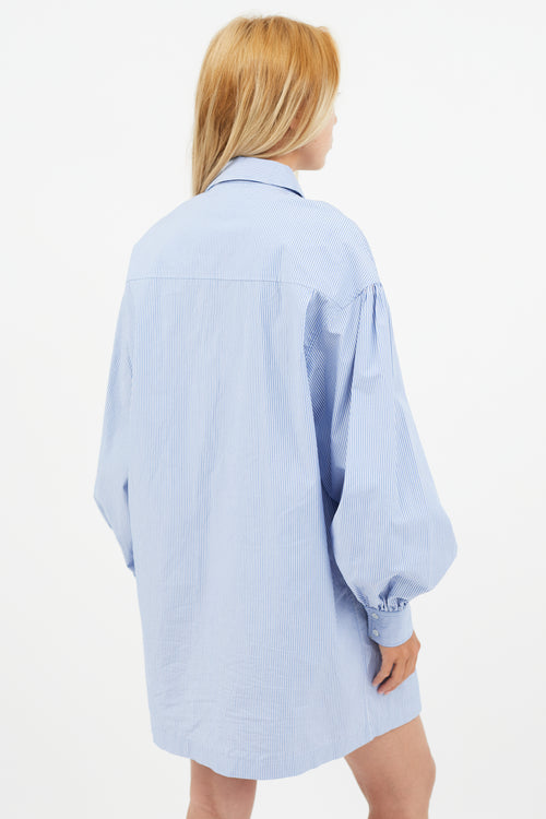 Loulou Studio Blue & White Stripe Shirt Dress